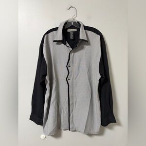 New Step gray black zig zag long sleeve button shirt vintage dance club men’s L